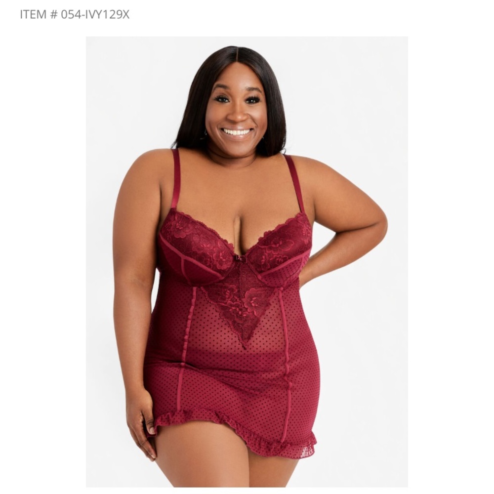 Dot lace babydoll set